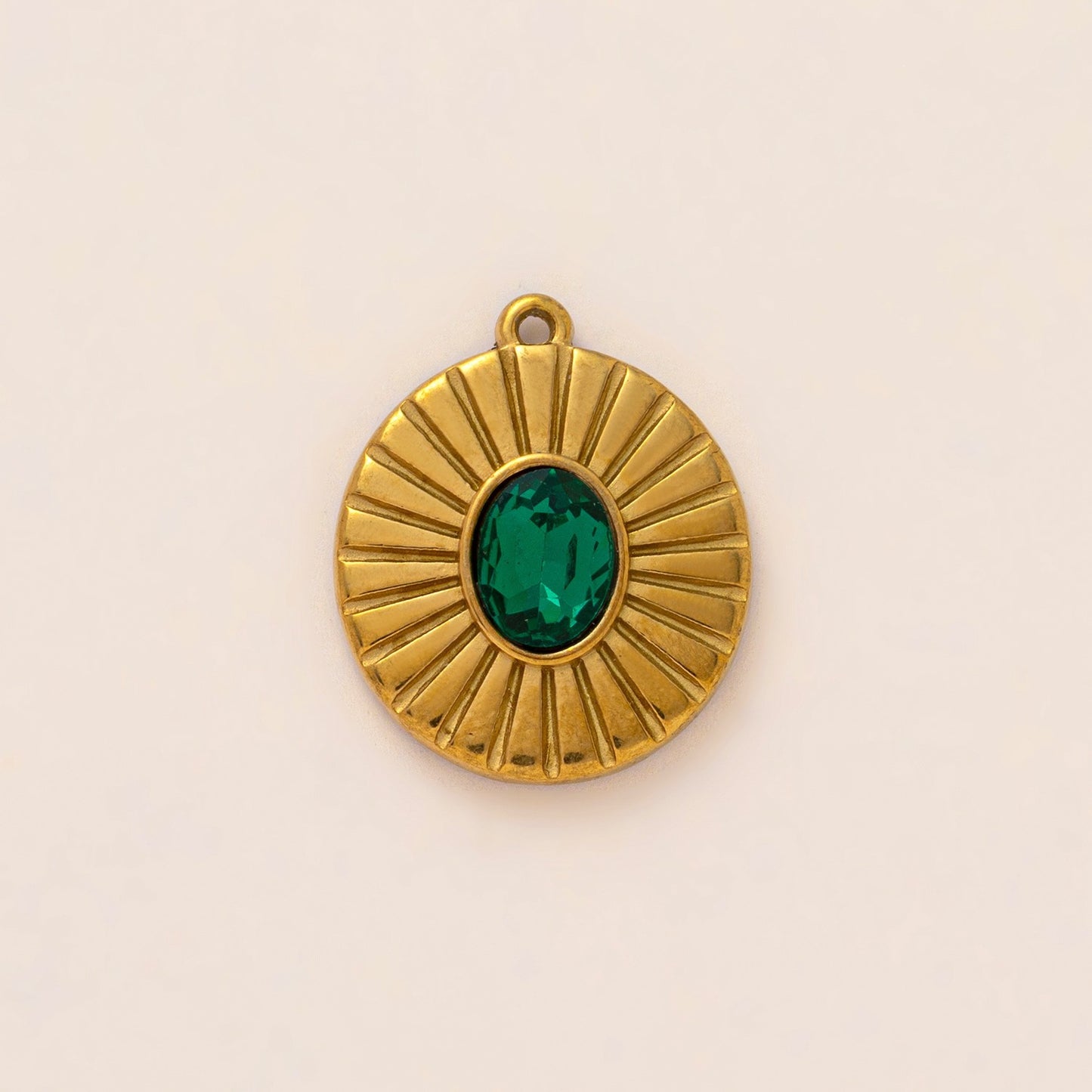 Vintage 18K Gold Plated Stainless Steel Gemstone Inlay Sunflower Palm Tree Star Animal Charm Bar