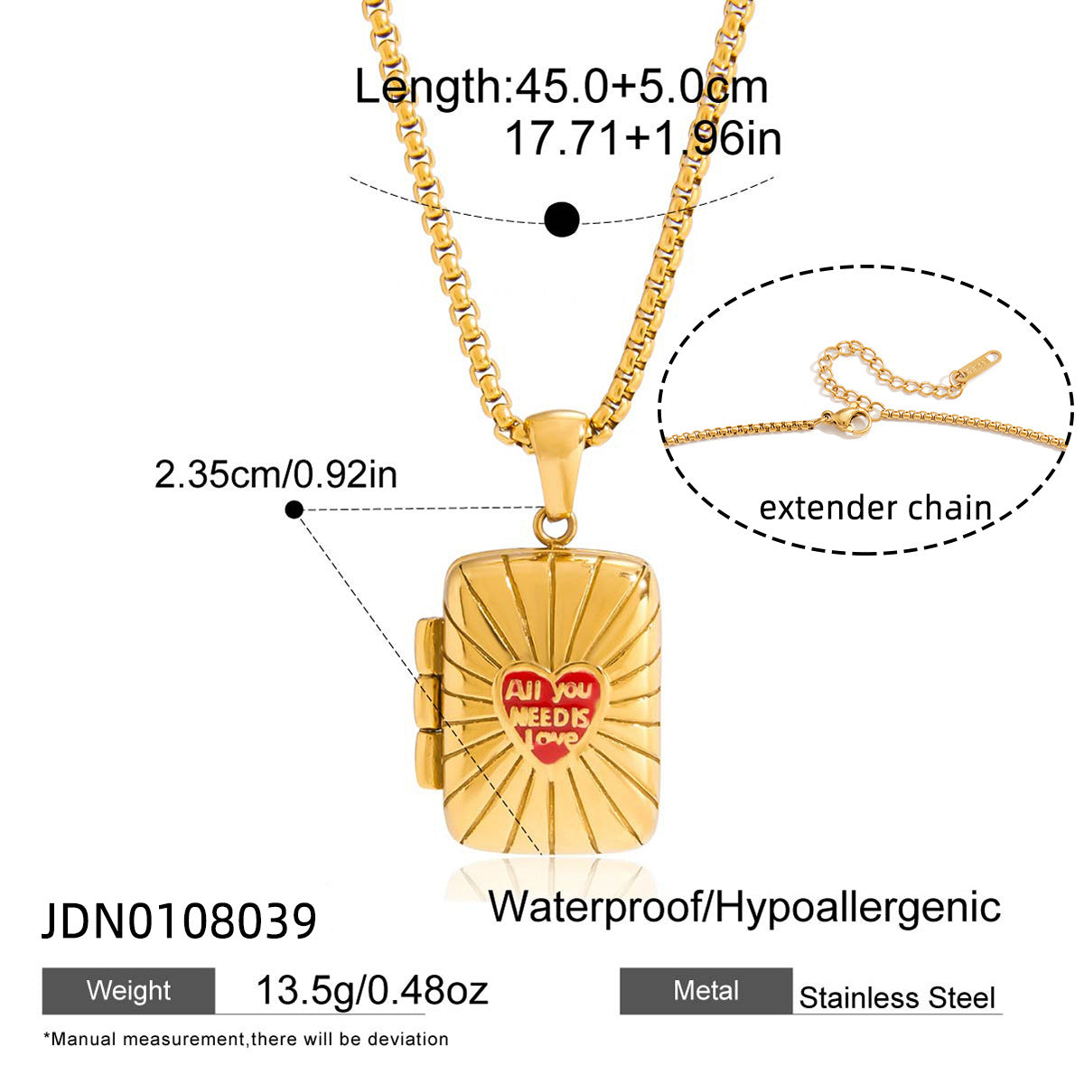 Minimalist Heart Stainless Steel PVD Plated Necklace and Ring Set for Women