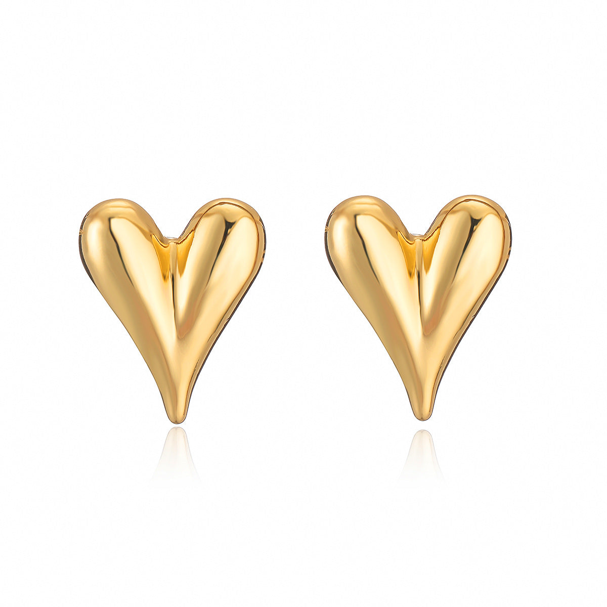 Orecchini a perno da donna a cuore liscio placcati oro rame geometrici minimalisti