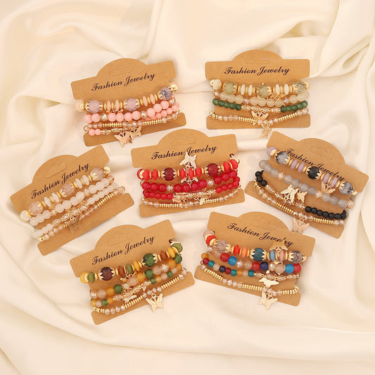 Set di braccialetti bohémien con perline a farfalla in argilla polimerica con finitura artigianale da donna