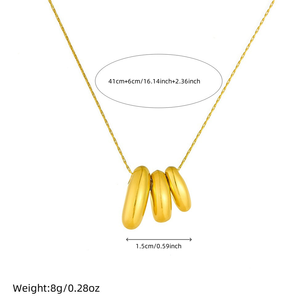 Minimalist Geometric Pendant Necklace in Stainless Steel with Gold Plating on Box Chain for Women