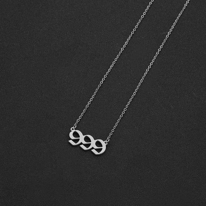 Collana con Ciondolo Numerico Geometrico in Acciaio Inossidabile Minimalista da Donna con Finitura Placcata e Catena a O
