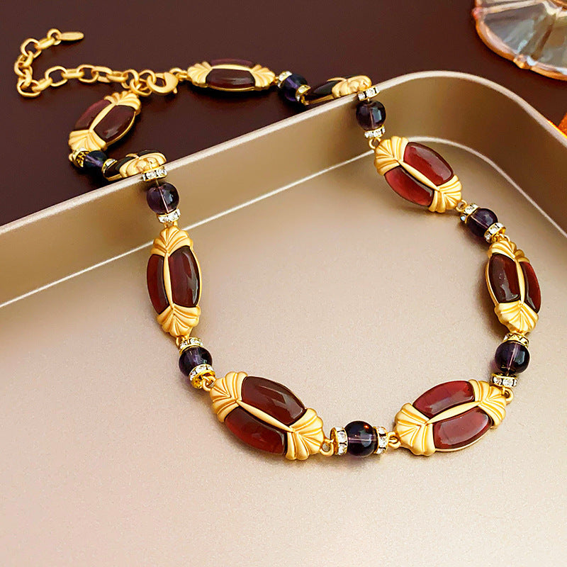 Collana con ciondolo geometrico vintage in lega per donna con catena a medaglione placcata
