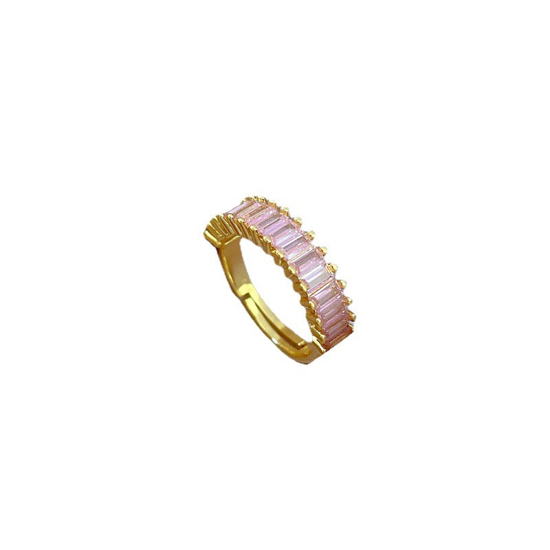 Anello Aperto Geometrico da Donna in Ottone con Intarsio di Strass Corona Design Anello da Dito Stile Minimalista per Regalo di Compleanno