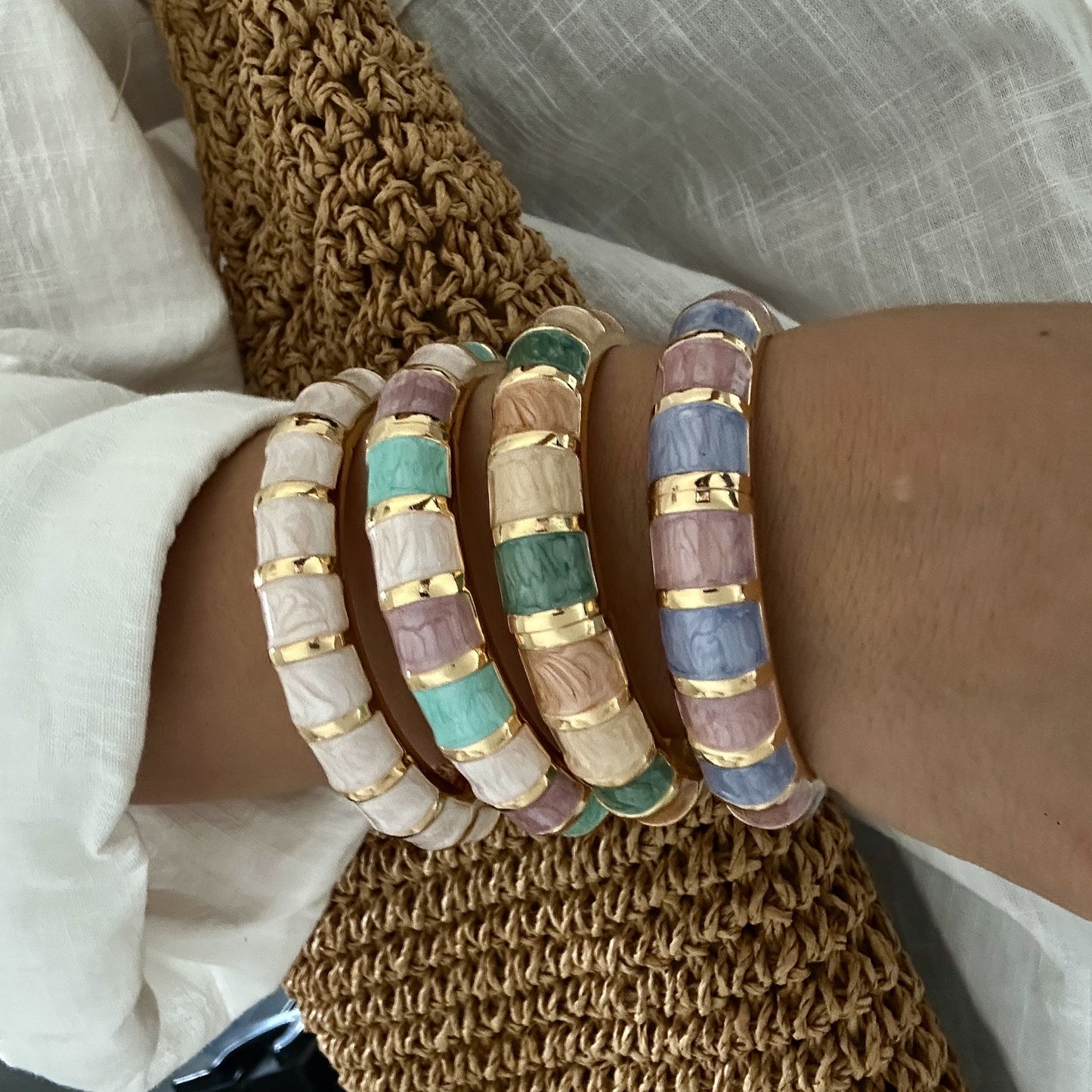 Bohemian Minimalist Geometric Alloy Drip Oil Plated Open Cuff Bracelet