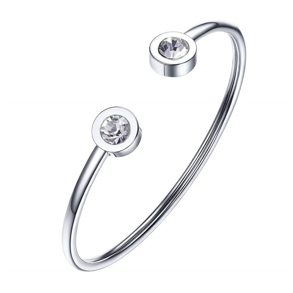 Pulsera minimalista geométrica de acero inoxidable con piedra de nacimiento de diciembre para mujer
