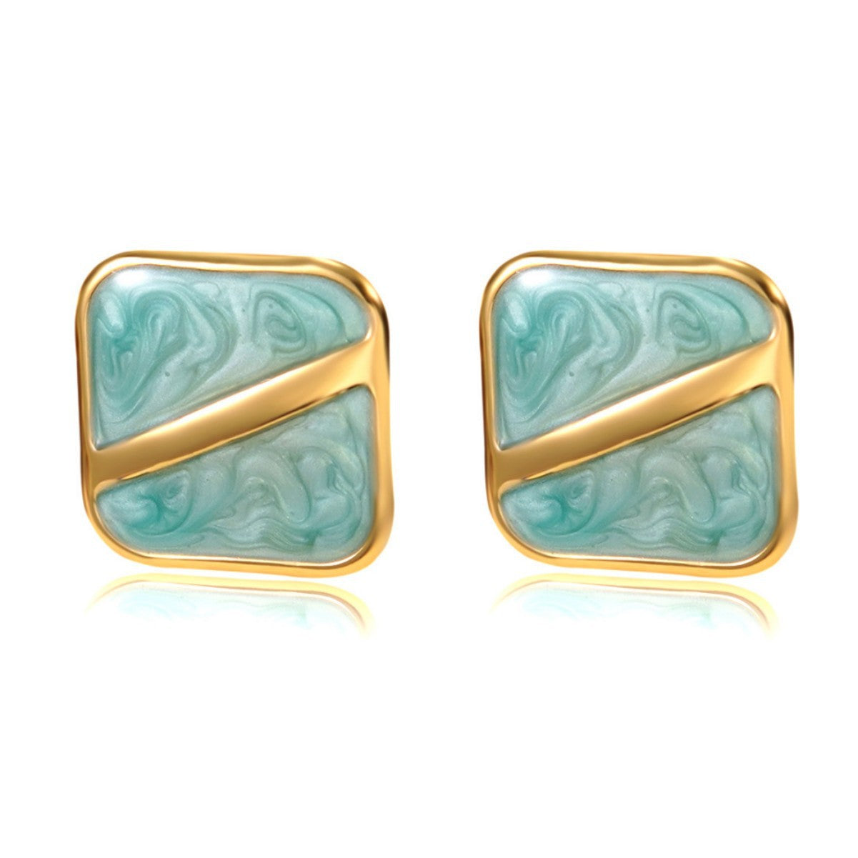 Elegant Geometric Square Drip Oil Stainless Steel Earrings for Women