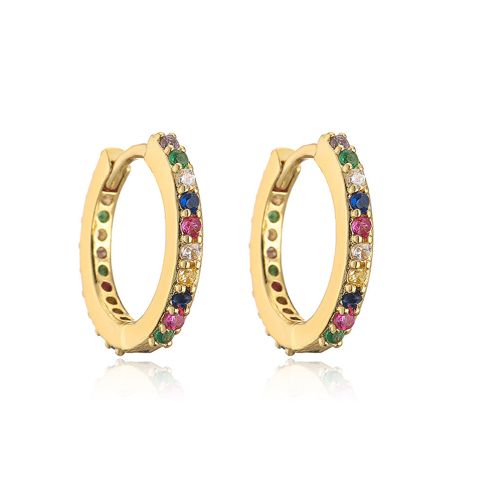 Minimalist Geometric Hoop Earrings for Women in Copper with Micro-Pave Setting