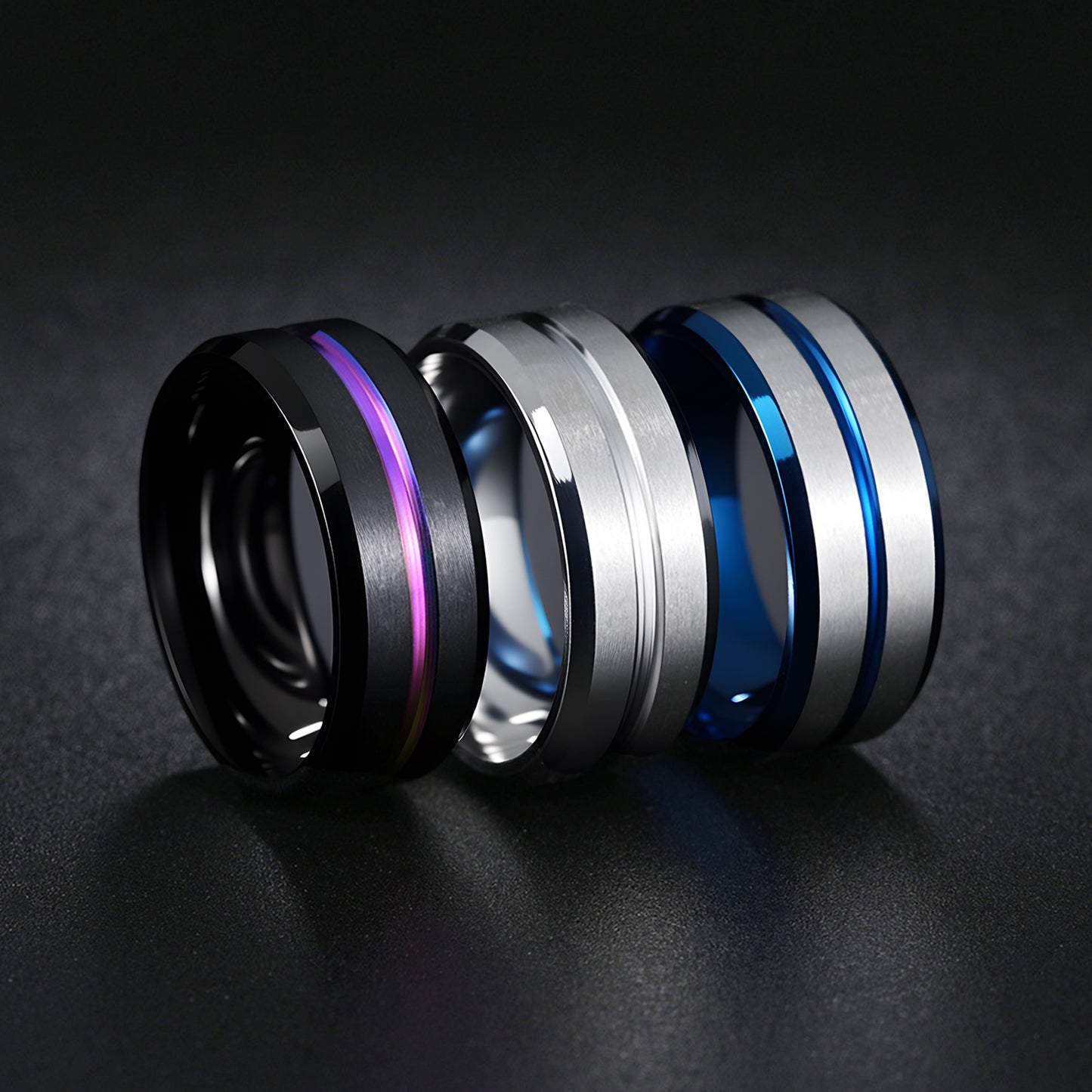 Anello geometrico in acciaio al titanio placcato unisex