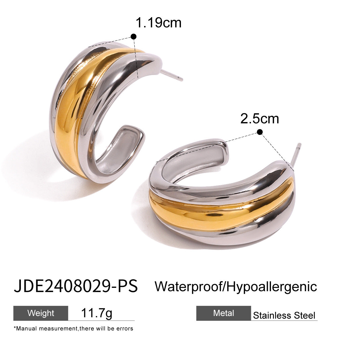 Pendientes de botón minimalistas geométricos de acero inoxidable con chapado en oro de 18 quilates para mujer