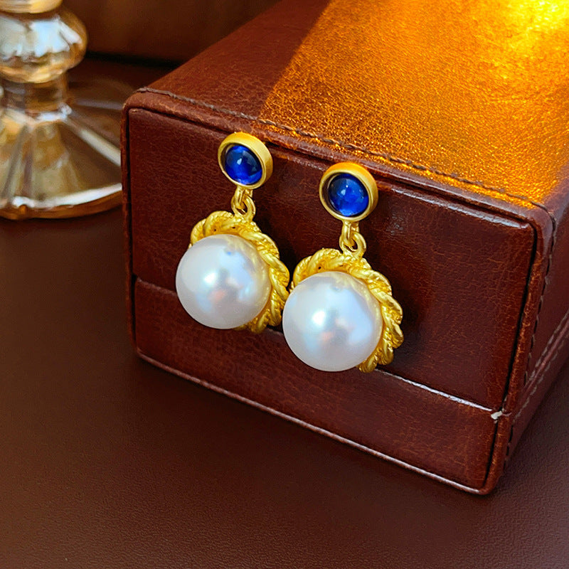 Vintage Geometric Alloy Earrings with Gold-Plated Finish and Stainless Steel Posts for Women