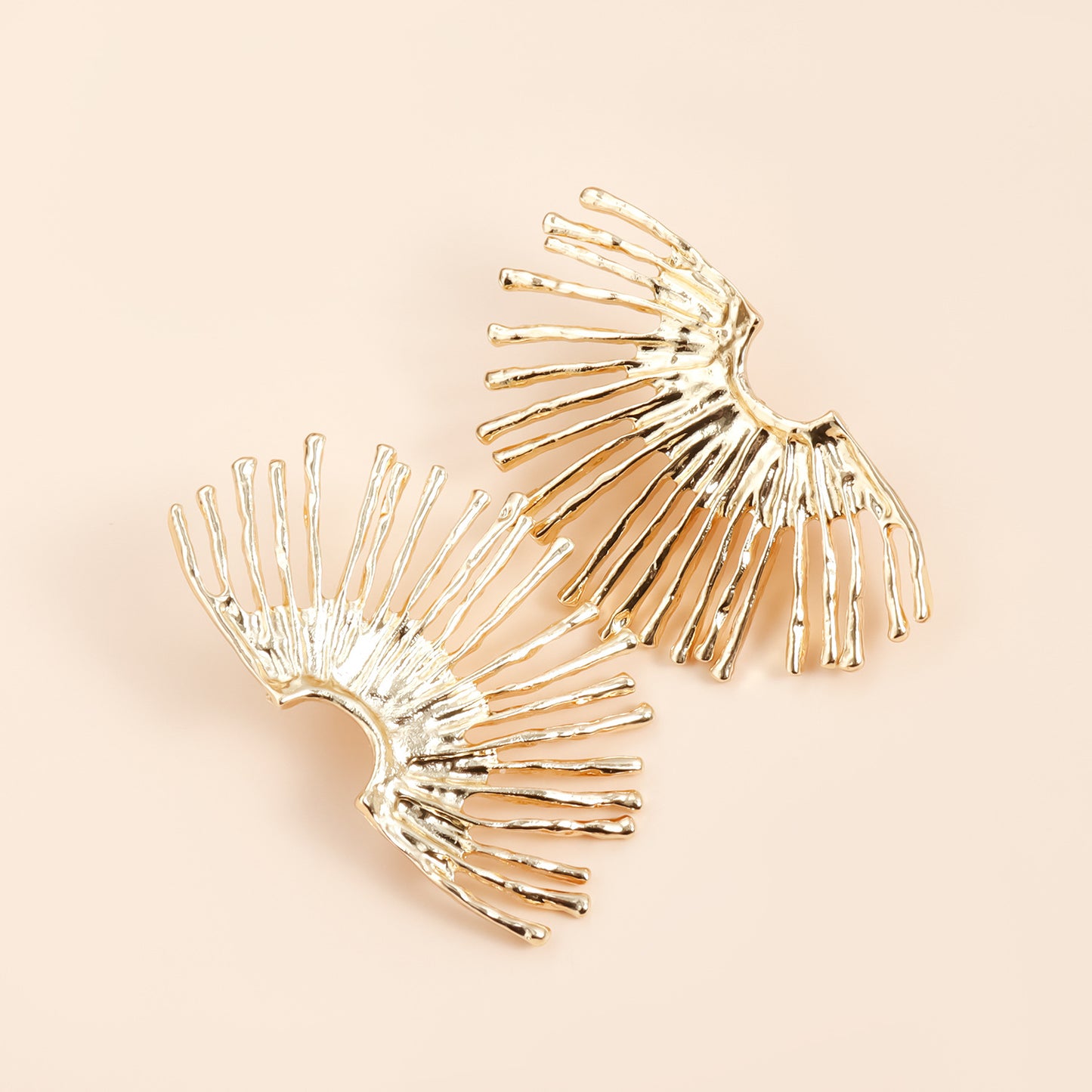 Vintage Geometric Wing-Shaped Zinc Alloy Earrings with Plated Finish for Women