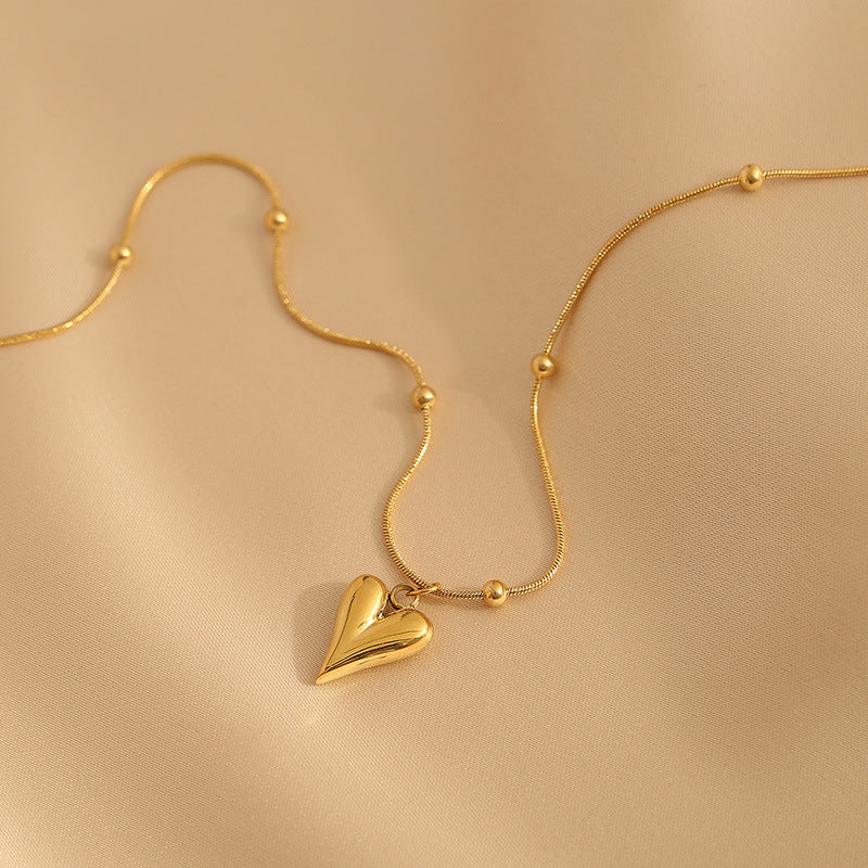 Minimalist Heart-Shaped Titanium Steel Plated Necklace with Irregular Design for Women