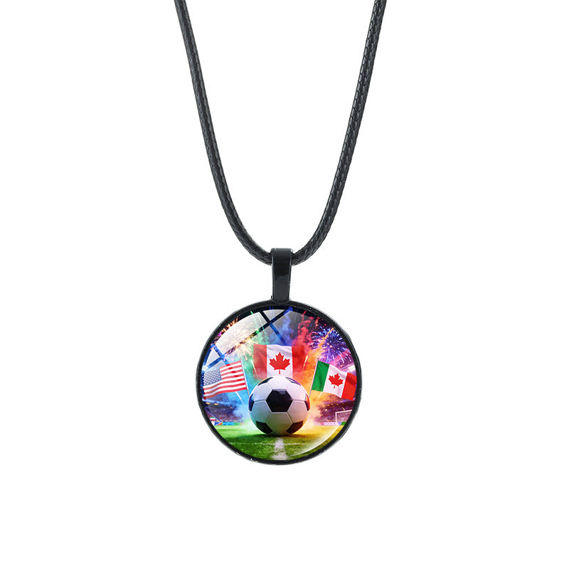 Vintage Sporty Geometric Alloy Plated Crystal Pendant Necklace Unisex