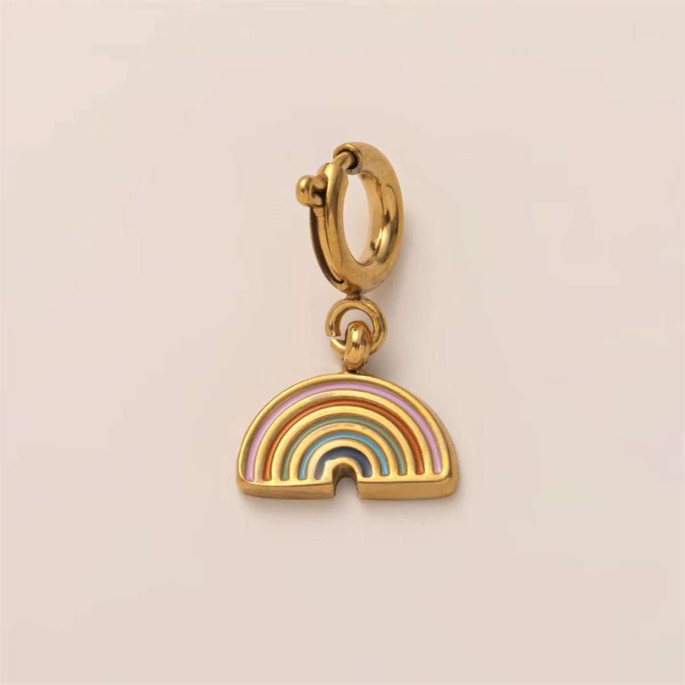 Vintage 18K Gold Plated Stainless Steel Star Pendant Charm Bar for Women