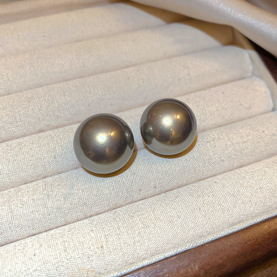 Orecchini a perno con perla geometrica minimalisti placcati argento da donna — Gioielli eleganti di lusso pronti per l'ufficio con perni in acciaio inossidabile