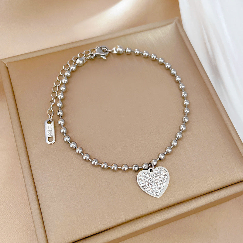Constellation Moon Star Drop Zircon Bracelet in Titanium Steel with Gold Plating for Women