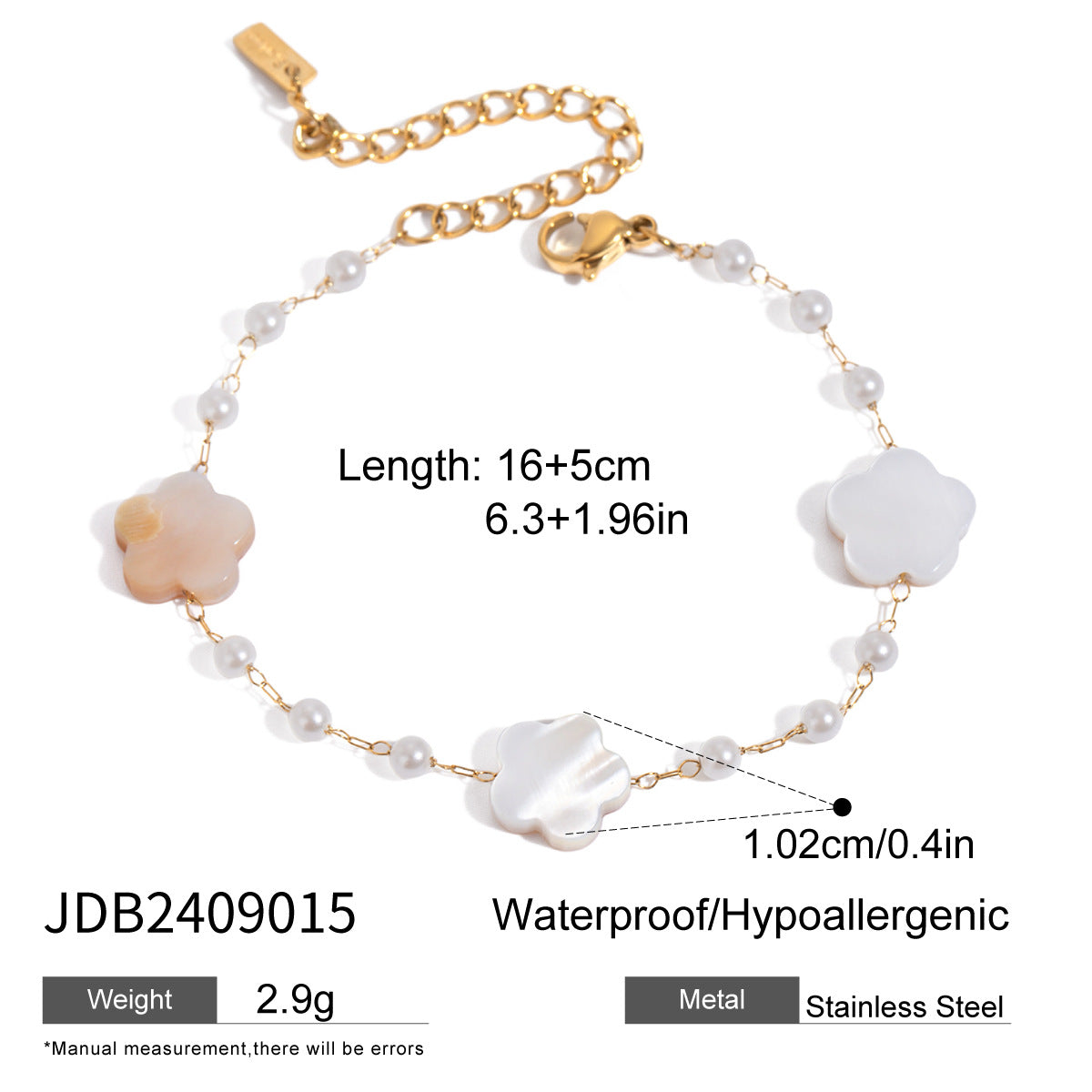 Elegant Geometric Floral Plated Stainless Steel Bracelet for Women