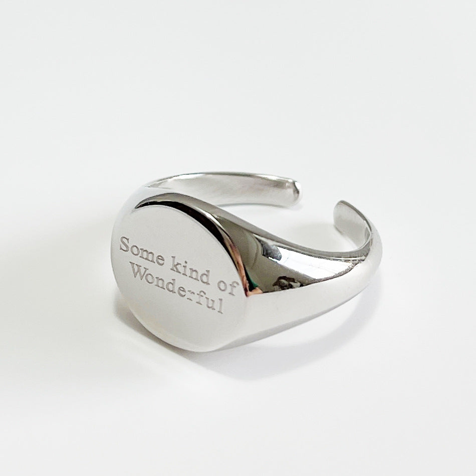 Minimalist 925 Sterling Silver Heart Letter Open Ring for Women