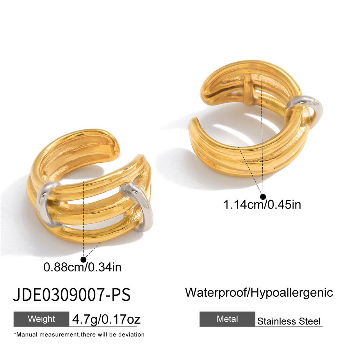 Elegant Stainless Steel Heart Rose Floral Plated Earrings for Women