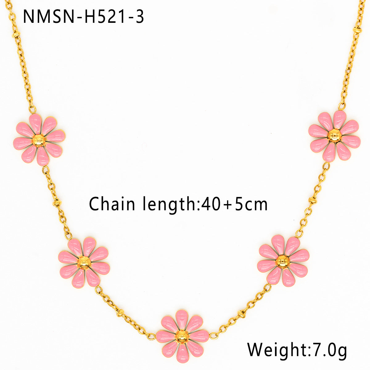 Fashion 18K Gold Plated Stainless Steel Geometric Daisy Enamel Pendant Necklace for Women