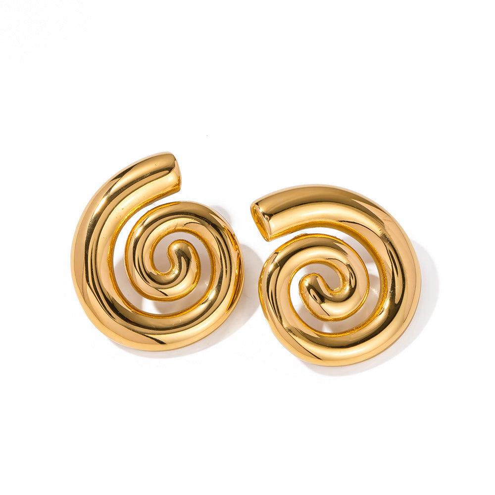 Orecchini Pendenti Geometrici Attorcigliati Trendy in Acciaio Inossidabile Placcato Oro 18K da Donna