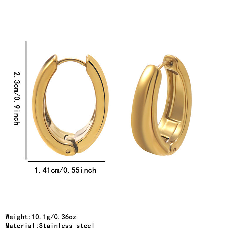 Elegant Round Geometric Stainless Steel Gold Plated Hoop Earrings for Women
