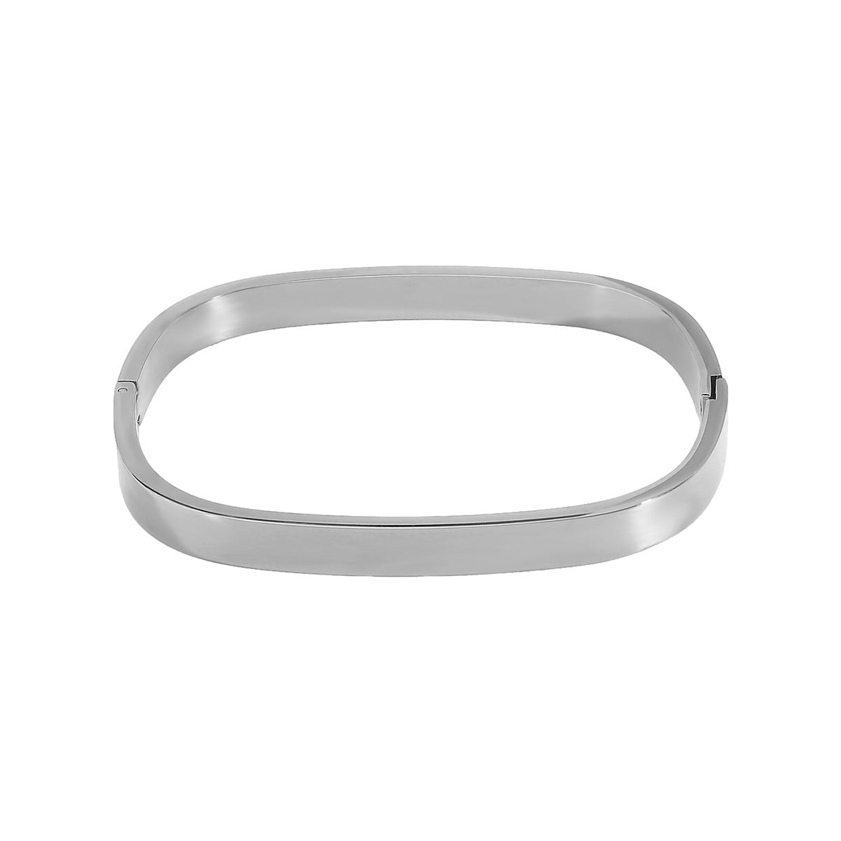 Pulsera de Puño Cuadrada Minimalista de Acero Inoxidable con Acabado Pulido para Mujer