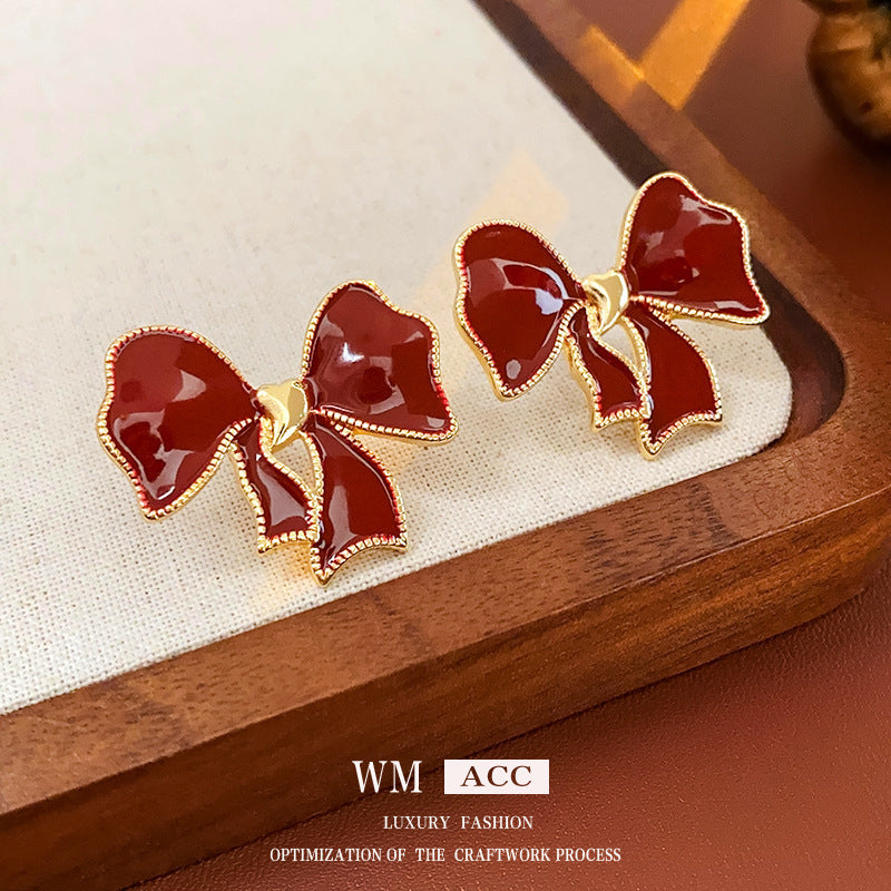 Elegant Geometric Earrings for Women with Enamel Finish in Copper and Stainless Steel Studs