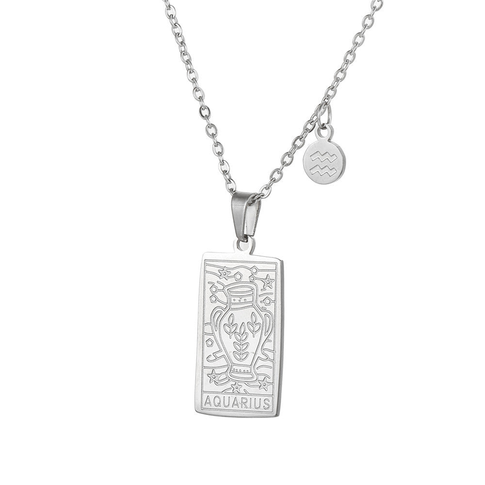 Vintage Geometric Square Titanium Steel Necklace with Alloy Pendant on Ball Chain
