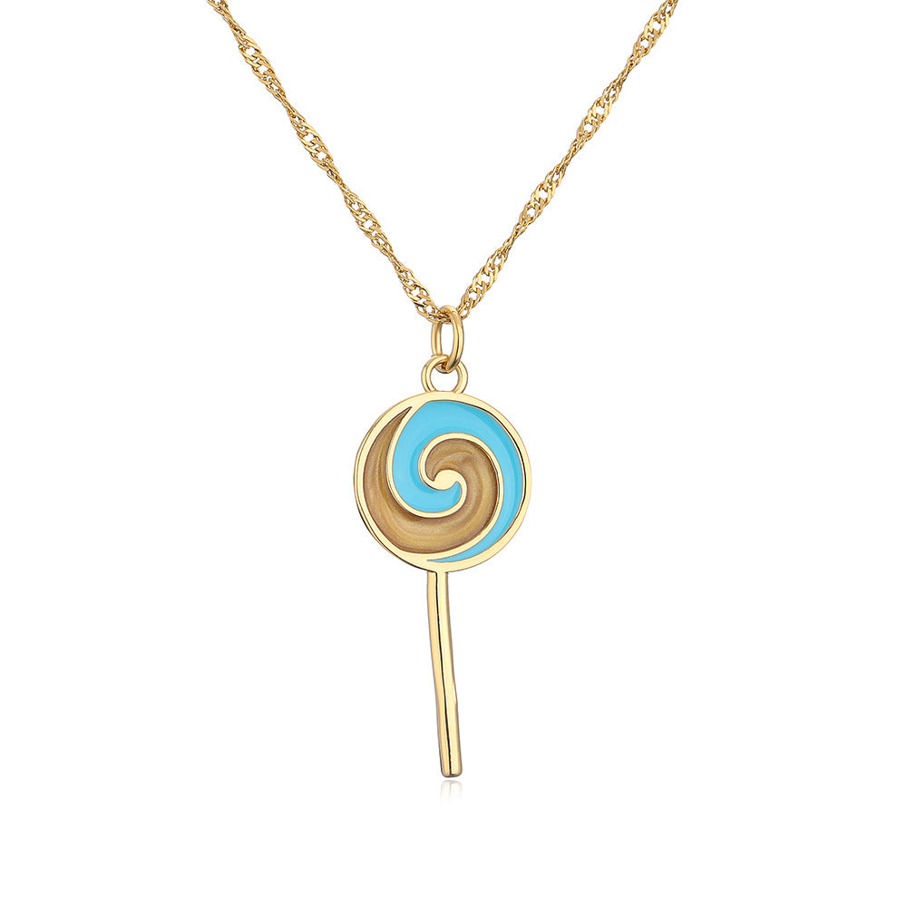Collana con ciondolo geometrico grazioso per donna con base in rame, placcatura in oro 18 carati e finitura in smalto