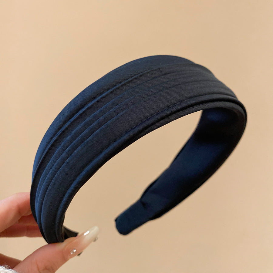 Diadema de perlas minimalista para mujer con estilo retro de otoño e invierno, diadema de tela redonda para peinado de corona alta, accesorio elegante para uso diario en la oficina