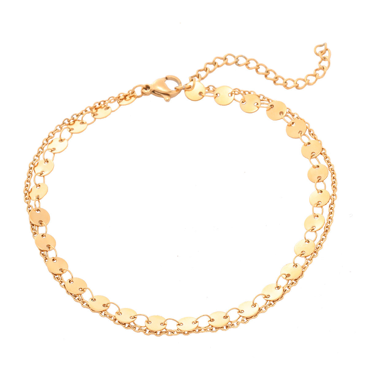 Minimalist Fashion-Forward Geometric Stainless Steel Double-Layer Circle Bracelet for Women with Plated Finish
