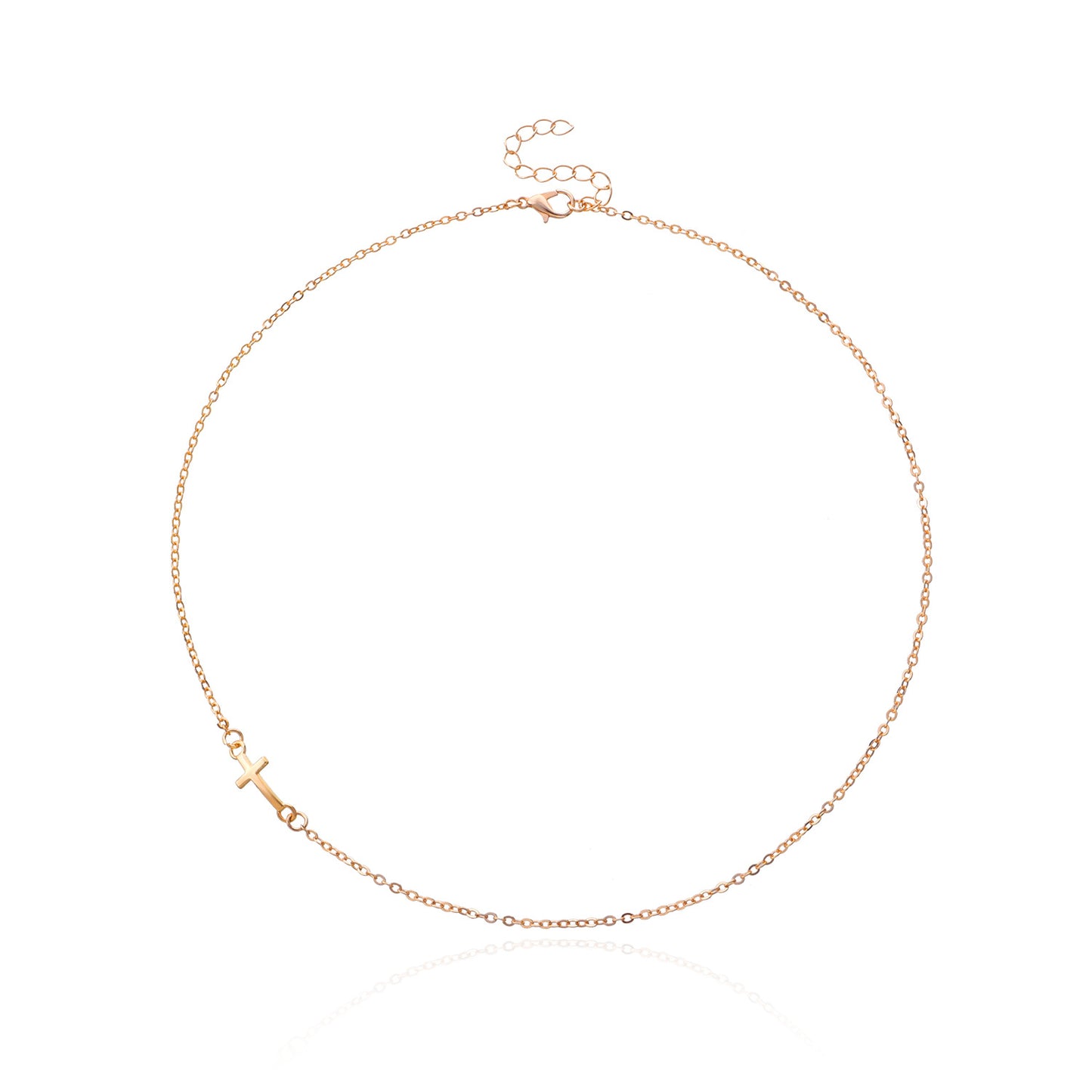 Minimalist Cross Pendant Necklace for Women Alloy Short Necklace with Plated Finish
