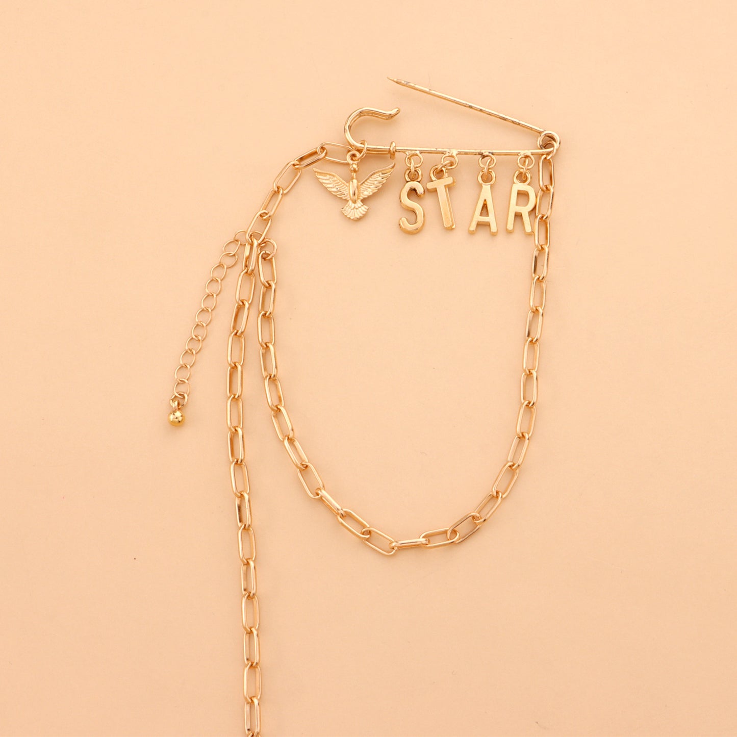 Fashion Eagle Alloy Letter Star Brooch for Women with Plated Finish and Creative Multi-Layer Design