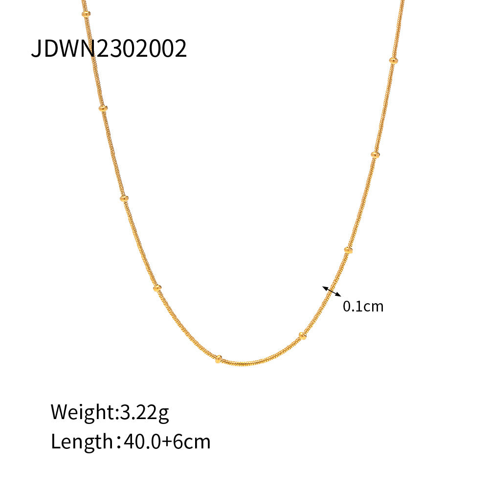 Collar Minimalista Geométrico de Acero Inoxidable con Acabado Chapado y Cadena de Serpiente para Mujer
