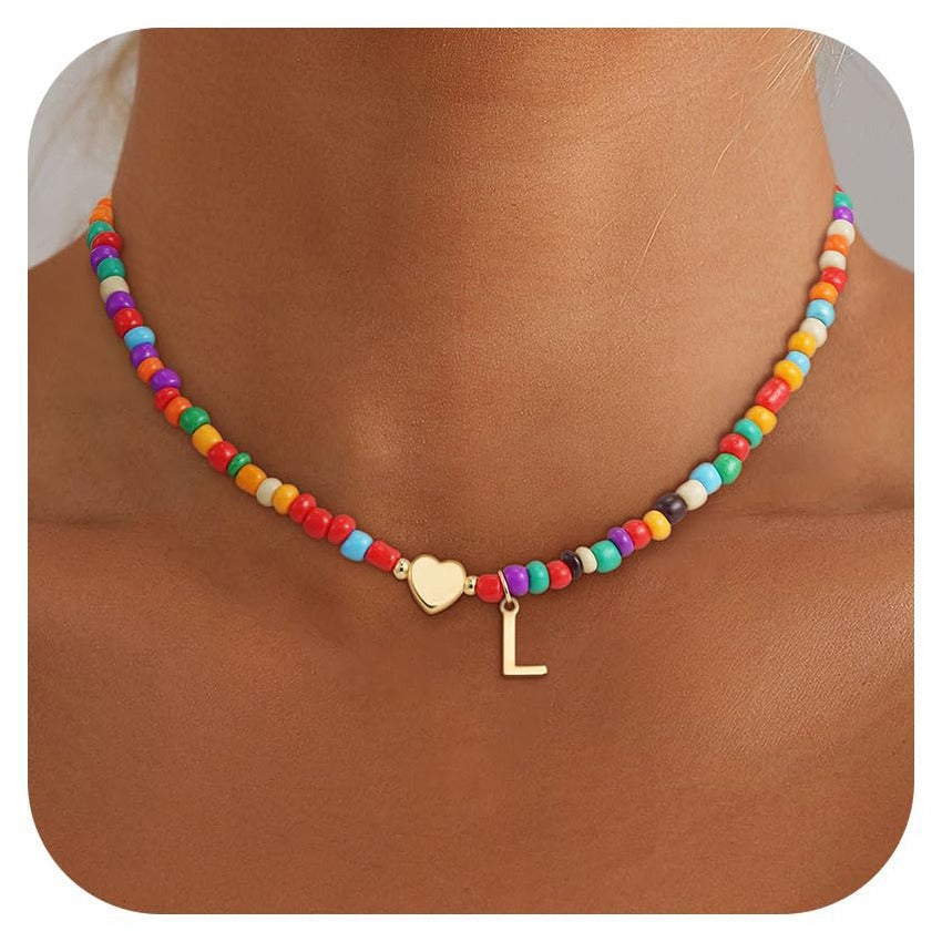 Minimalist Letter Stainless Steel Turquoise Pendant Necklace for Women