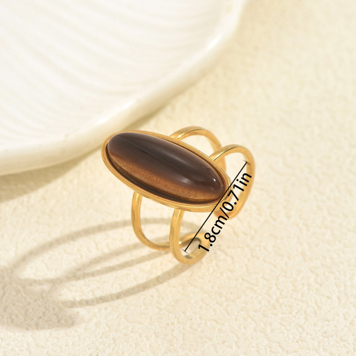 Anillo Minimalista Geométrico Ajustable para Mujer en Aleación de Zinc con Incrustaciones de Piedras Preciosas para el Dedo Índice