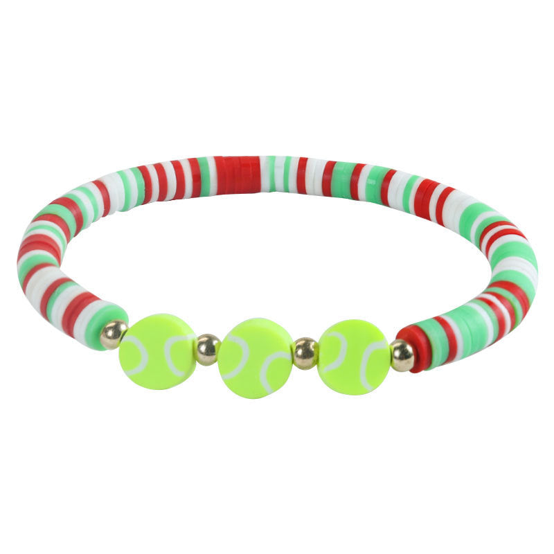 Minimalist Cartoon Sports Ball Resin Beaded Bracelet for Women