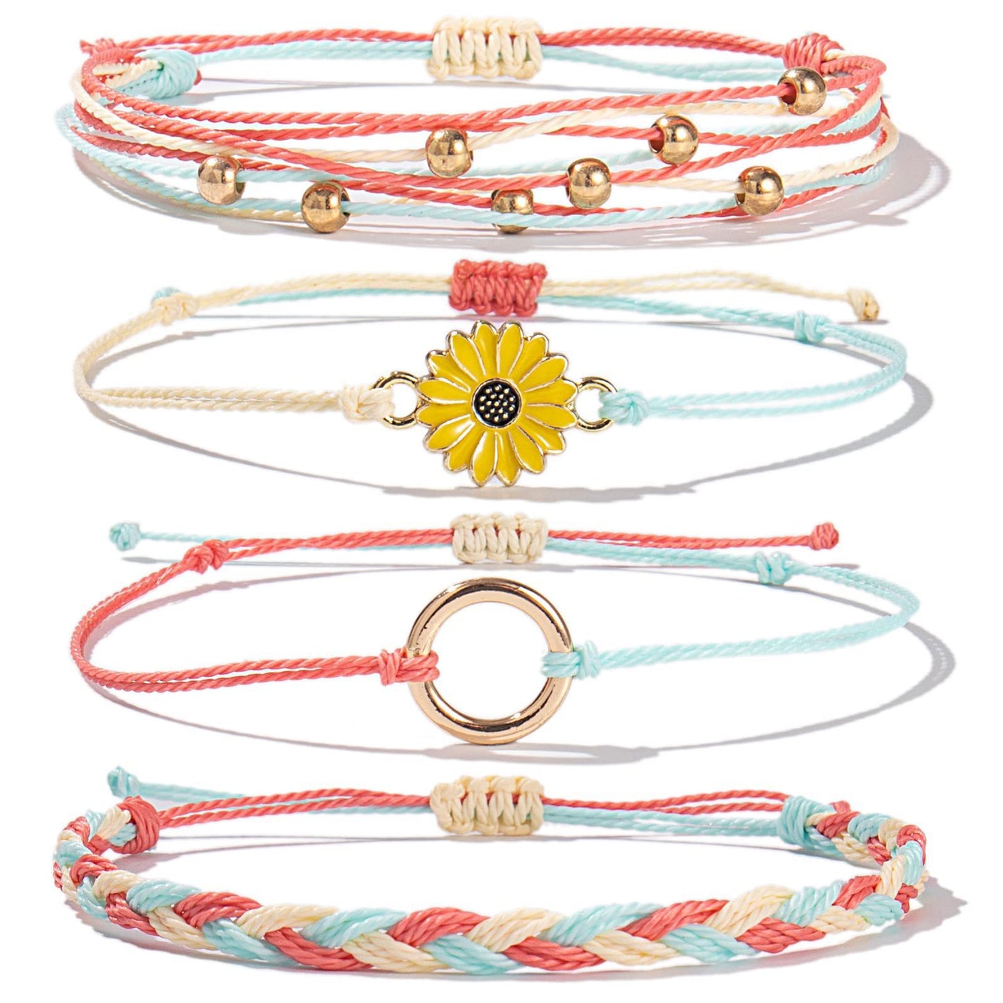 Bohemian Floral Sunflower Handmade Woven Bracelet for Women