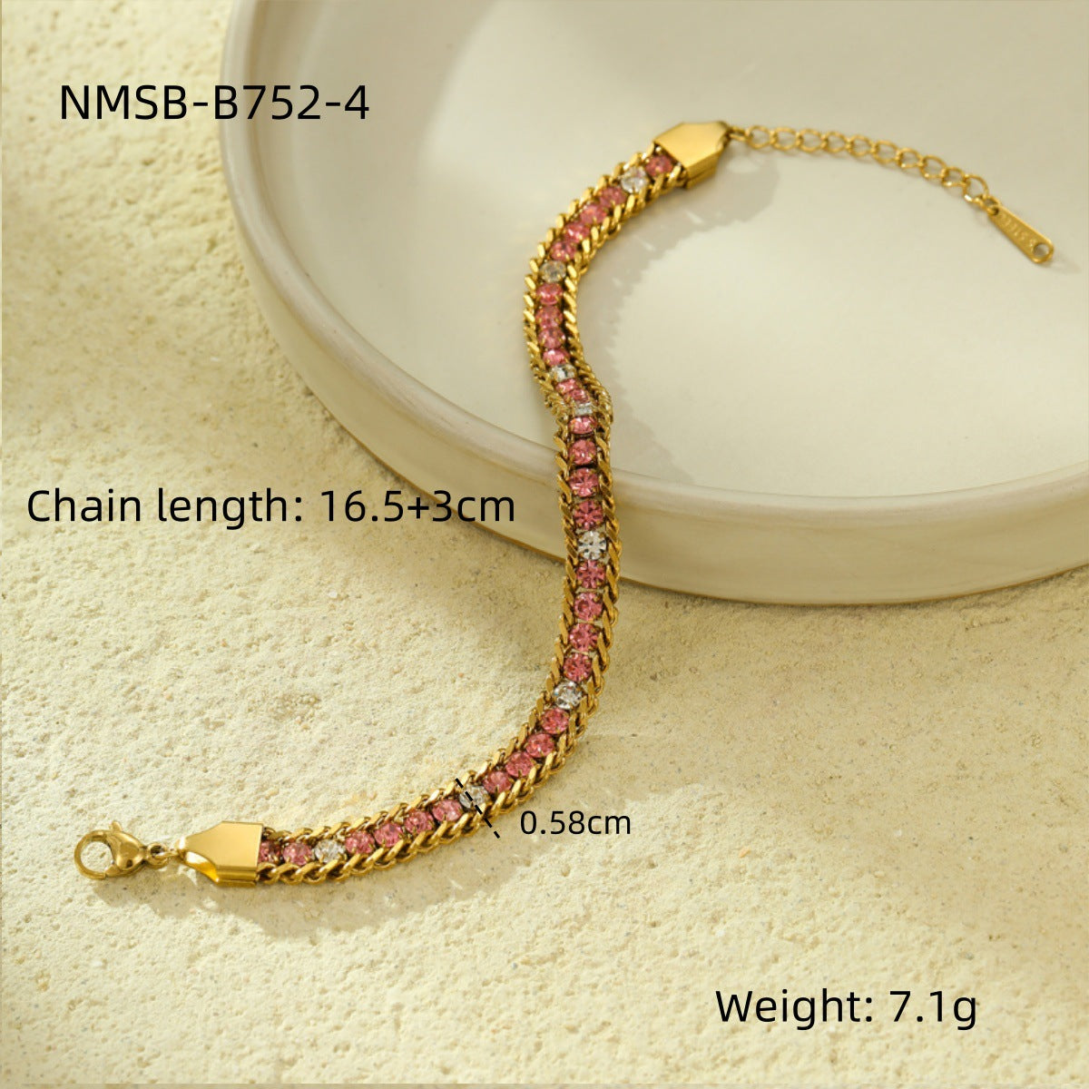 Minimalist Titanium Steel Bracelet for Women with Colorful Zircon Inlay and Plated Finish