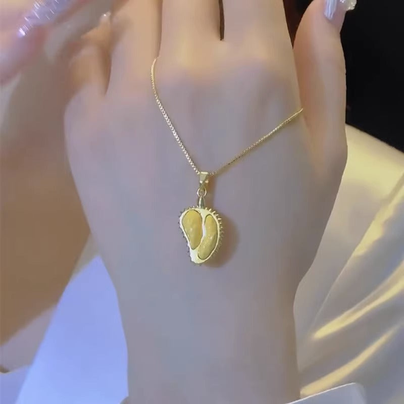 Minimalist Durian Pendant Necklace for Women Titanium Steel Plated Clavicle Chain with Irregular Shape Design