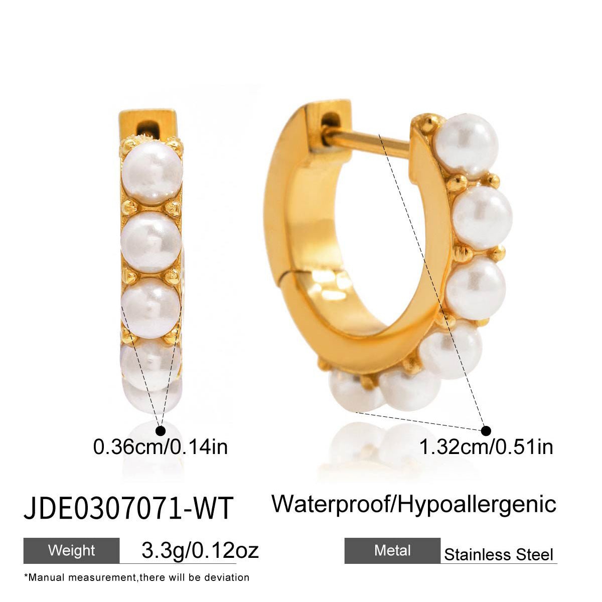 Pendientes geométricos de acero inoxidable chapados en perlas con detalles de turquesa para mujer Joyería de moda minimalista de lujo