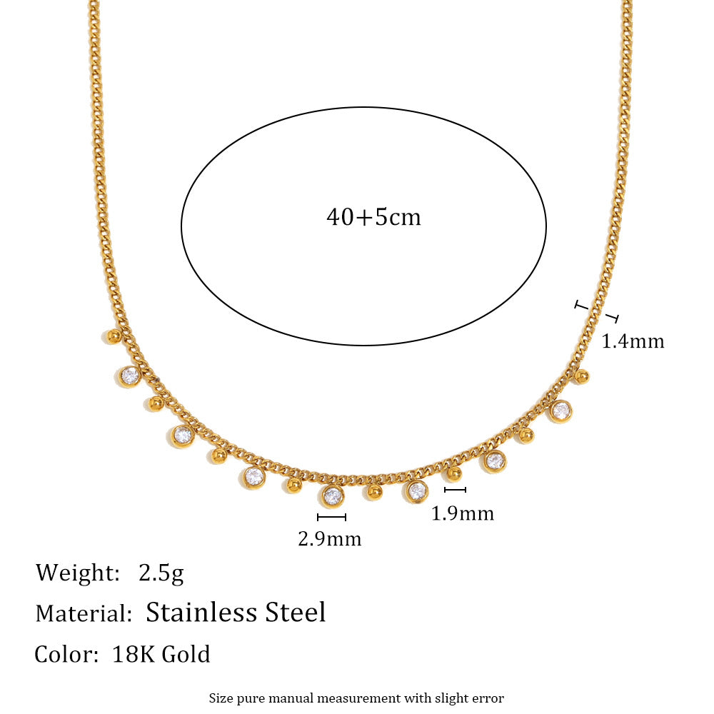 Collana con Pendente a Goccia Minimalista in Acciaio Inossidabile con Placcatura in Oro 18K e Zirconi Cubici per Donna