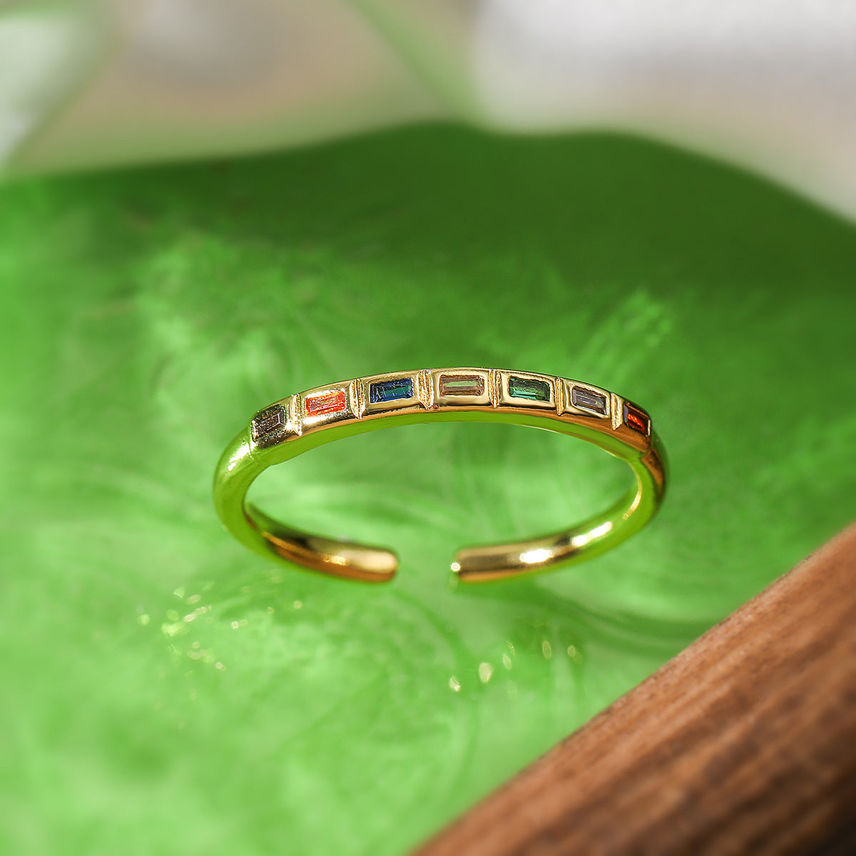 Minimalist Geometric Open Ring for Women in Copper with Micro-Paved Zirconia
