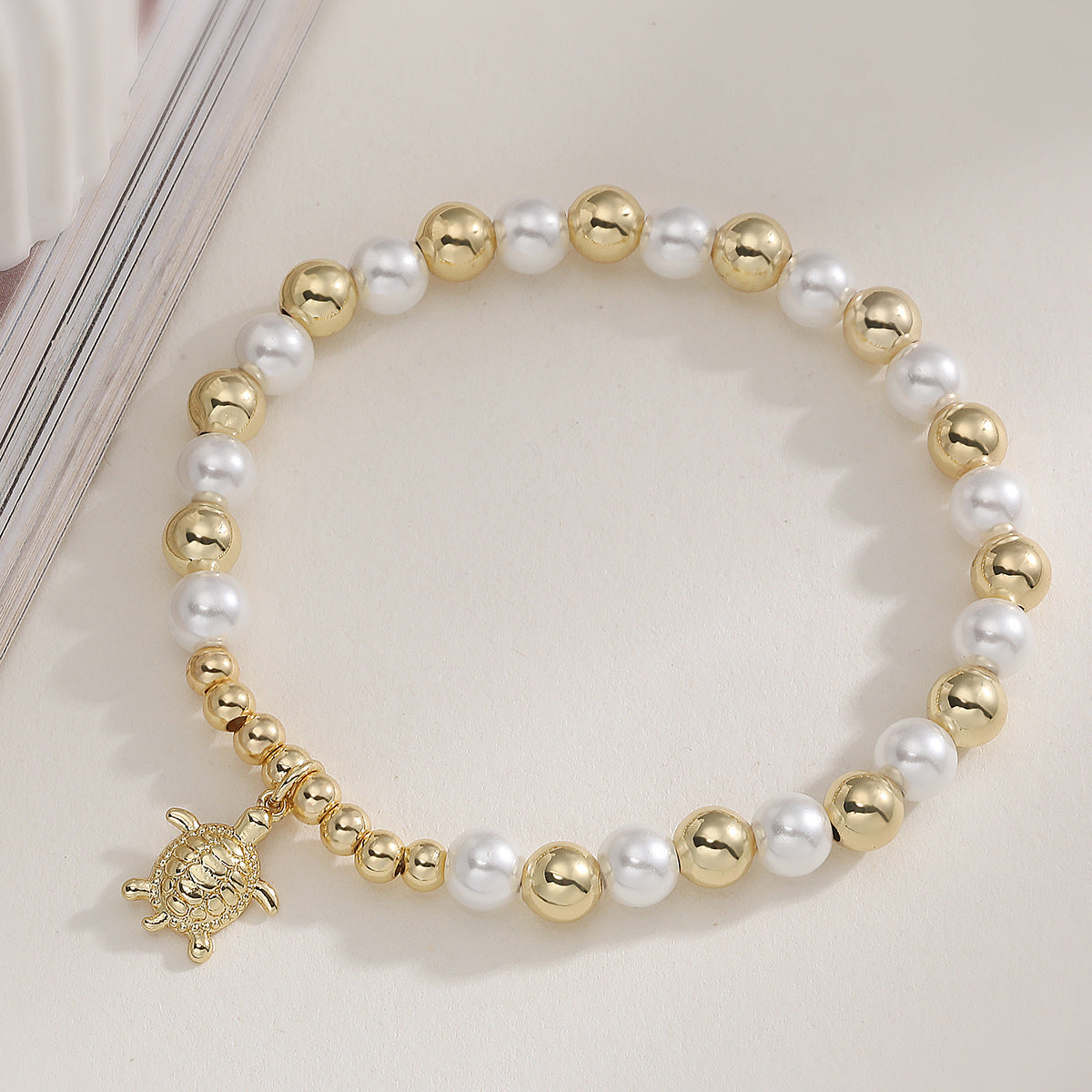 Minimalist Luxury Geometric Turtle Pendant Bracelet with Cubic Zirconia and Plated Finish for Women
