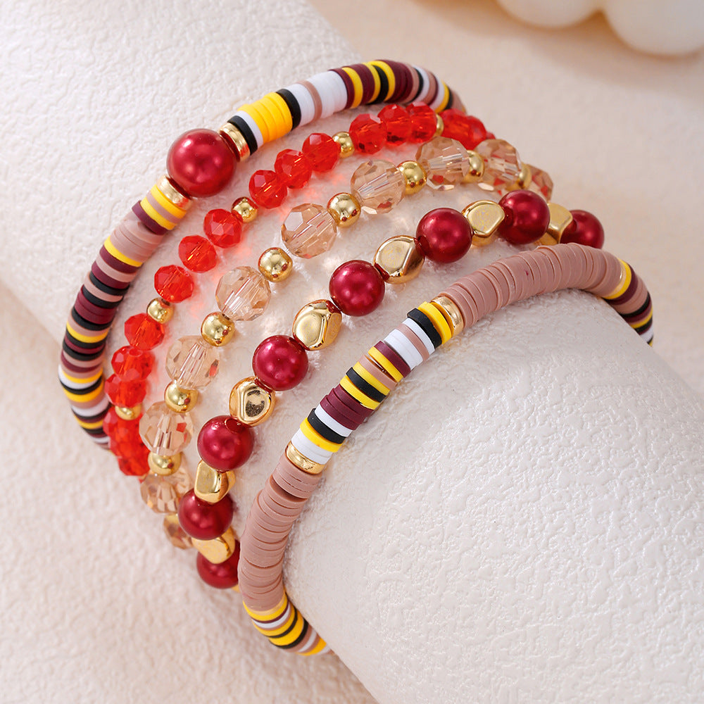 Bohemian Ethnic Geometric Resin Crystal Pearl Beaded Bracelet for Women and Men