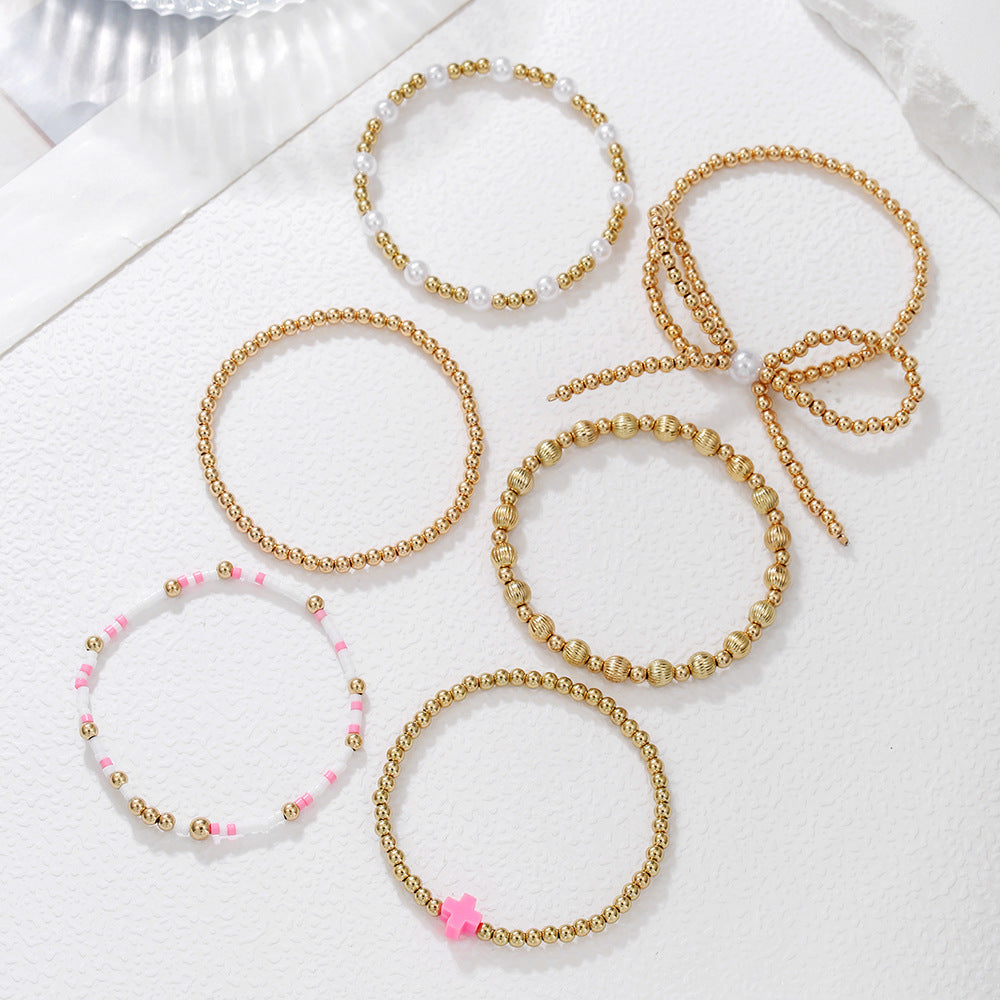 Geometric Round Resin Pearl Beaded Bracelet for Women