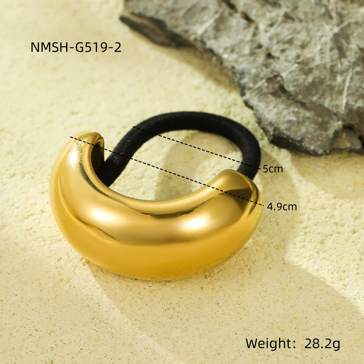 Fashion Geometric Heart 18K Gold Plated Stainless Steel High Elastic Hair Tie