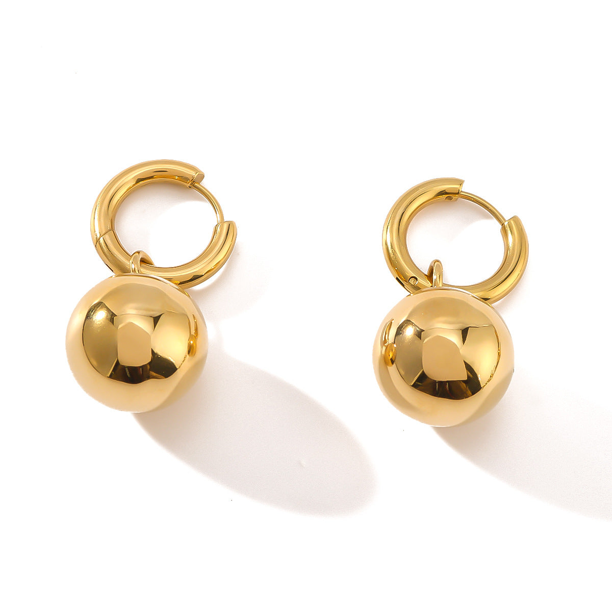 Minimalist Geometric Hoop Earrings in Stainless Steel with Mirror Finish and Detachable Dual-Use Design for Women